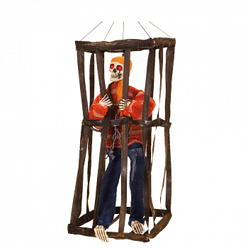 Кукла «Заключенный - скелет в клетке» с подсветкой, звуком и движением